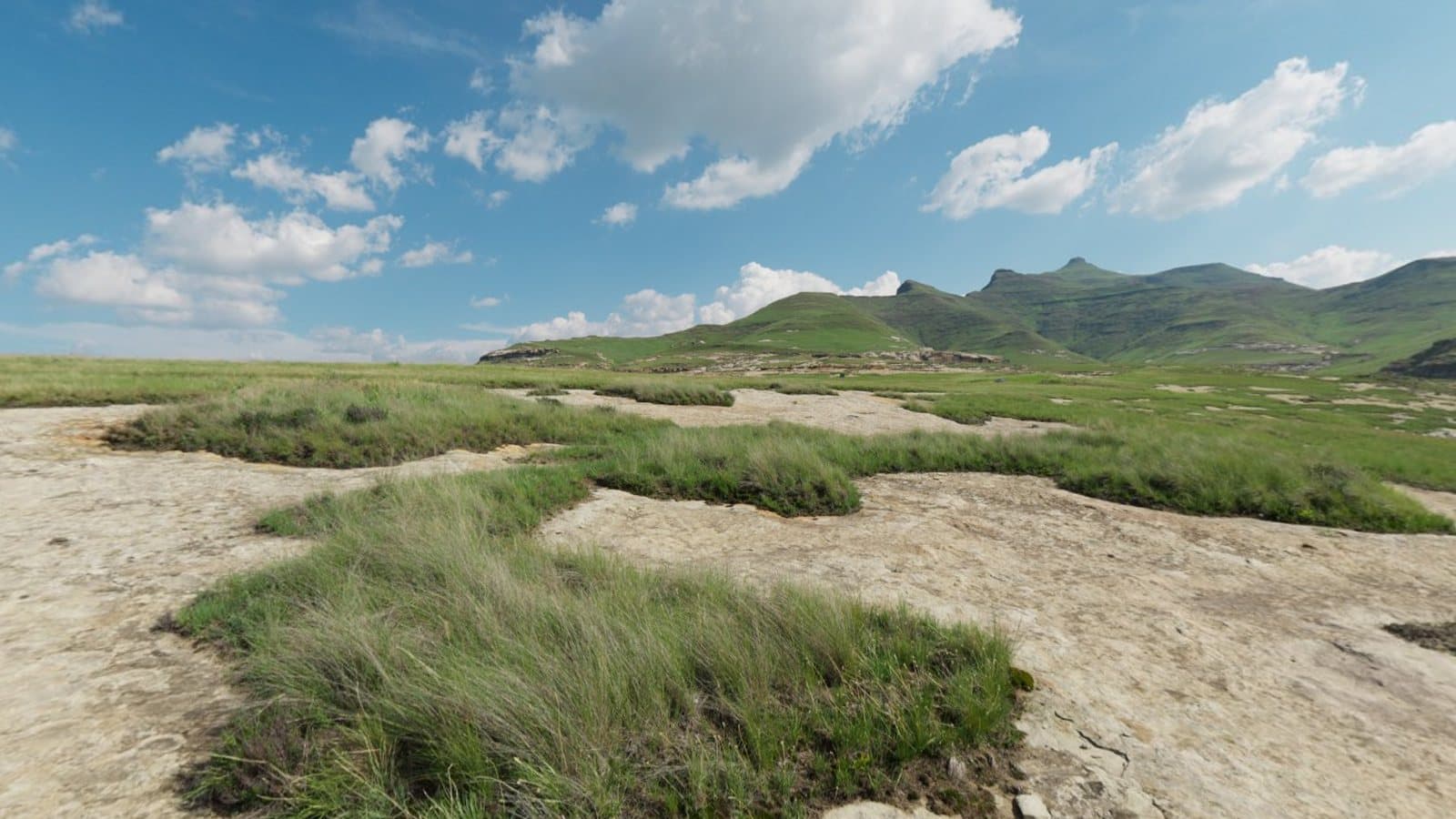 Green hills and a cloudy sky, an outdoor scene well suited to a 360 panorama