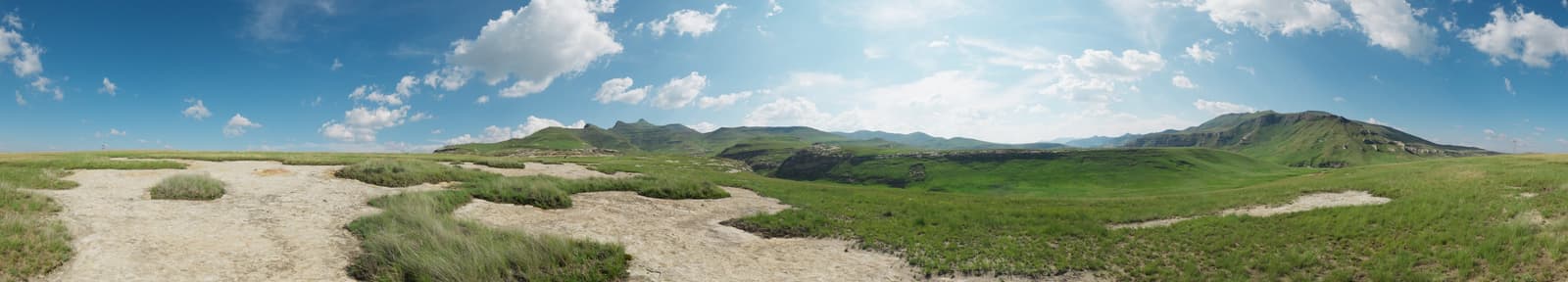 A full 360 degree horizontal panorama flattened into a single wide image